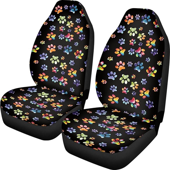 Tie Dye Dog Paws Print Car Seat Covers for Front Seats Only