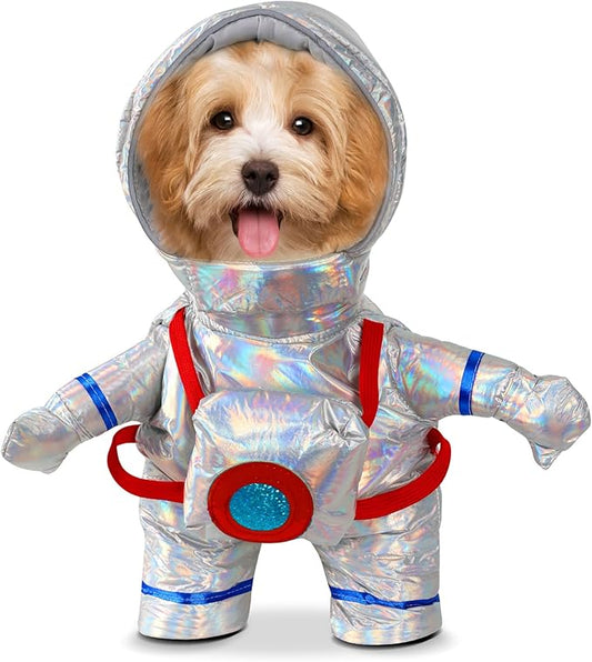 Astronaut Dog Costume Clothes Space Dog Outfit for Pet Small Medium Puppy Cat Halloween Christmas Party Funny Cosplay (Small), Silver