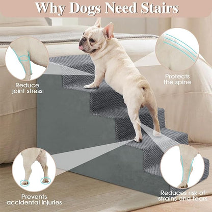 Dog Steps for High Bed 5-Steps Pet 23" H