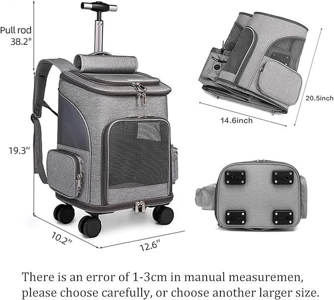 Wheeled Pet Carrier Backpack Breathable Pet Carrier