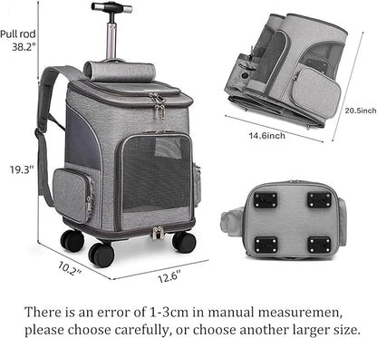 Wheeled Pet Carrier Backpack Breathable Pet Carrier