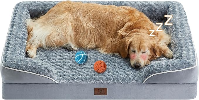 WNPETHOME Dog Beds for Large Dogs, Washable Dog Bed, Bolster Dog Sofa Bed with Waterproof Lining & Non-Skid Bottom, Orthopedic Egg Foam Dog Couch for Pet Sleeping, Pet Bed for Large Dogs