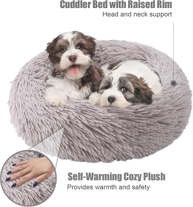 Aurako Cat Bed Dog Bed Round Cushion Pet 23" Taupe