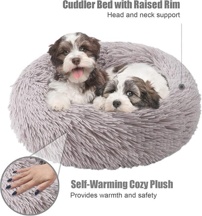 Aurako Cat Bed Dog Bed Round Cushion Pet 23" Taupe