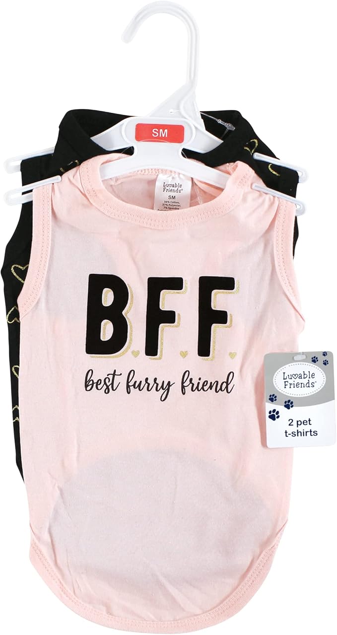 Luvable Friends Dog Pet Dog and Cats Cotton T-Shirts 2pk