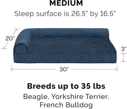 Furhaven Memory Foam Dog Bed for Medium/Small Dogs w/ Removable Bolsters & Washable Cover 35 lbs