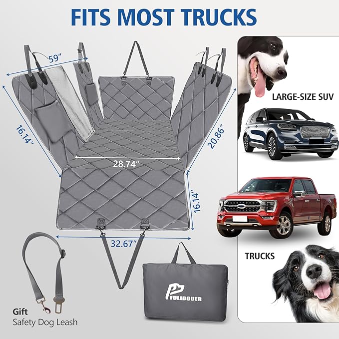 FULIDOUER Truck Back Seat Extender for Dogs 400lbs, Hard