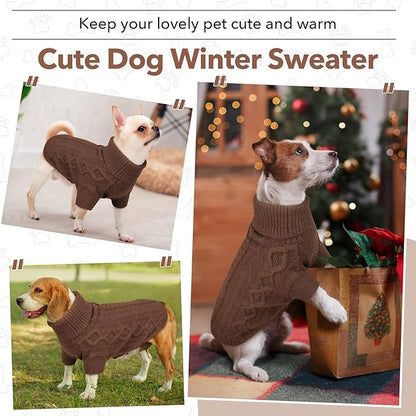 Small Dog Knit Sweater, Fall Puppy Sweaters Boys Girls, Dog Sweatershirt with Harness Hole, Halloween Sweater for Small Dogs, Classic Pullover Doggie Costumes for Toy Poodle, Yorkie, Coffee S