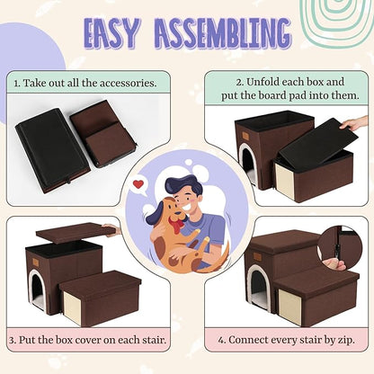 downluxe Dog Stairs for Small Dogs (2-Step Pet