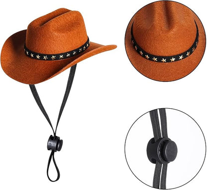 choyaxo Pet Cowboy Costume Cosplay Cap Halloween Costumes for Dogs Cat Pet Party Decoration Mini Cowboy Hat (Brown