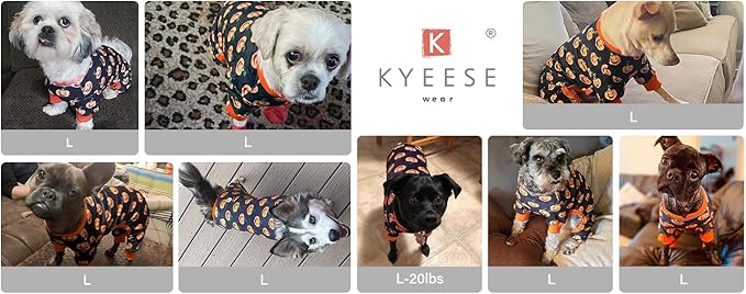 KYEESE Dog Pajamas Halloween Orange Pumpkin Dog Pjs Onesie Stretchable Soft Material for Holiday