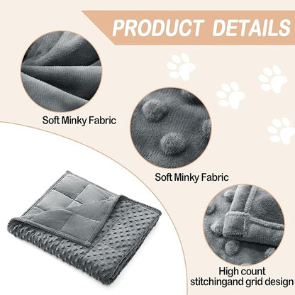 YUSRA Small Weighted Blanket for Dogs, Warm Minky Dog Blanket Especially for Thunderstorms, Fireworks, Separation, Travel, Bed and Couch, Machine Washable, Soft Dog Blanket (Grey, 24 * 32inch 2lbs)