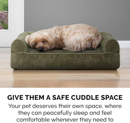 Furhaven Memory Foam Dog Bed for Large Dogs w/ Removable Bolsters & Washable Cover 95 lbs