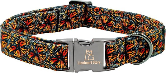Lionheart glory Premium Fall Dog Collars Butterfly Print