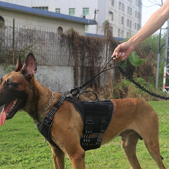 ICEFANG Tactical Dog Leash K9 Training 2 Control (6ft,Reflective Black)