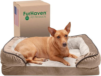 Furhaven Orthopedic Dog Bed for Medium/Small Dogs w/ Removable Bolsters & Washable Cover 35 lbs