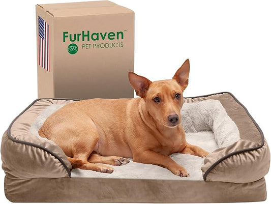 Furhaven Orthopedic Dog Bed for Medium/Small Dogs w/ Removable Bolsters & Washable Cover 35 lbs