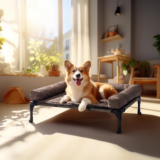 Veehoo Cooling Elevated Dog Bed + Waterproof Removable Pillow-Top Mat CWC2331B