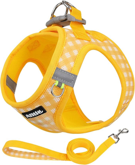 AIITLE Easy Walk Dog Vest Harness and Leash Set, Pet Supply No Pull, Summer Breathable Mesh, Reflective Stripes, Adjustable Escape Proof Pet Outdoor Harnesses for Medium Dogs Yellow L