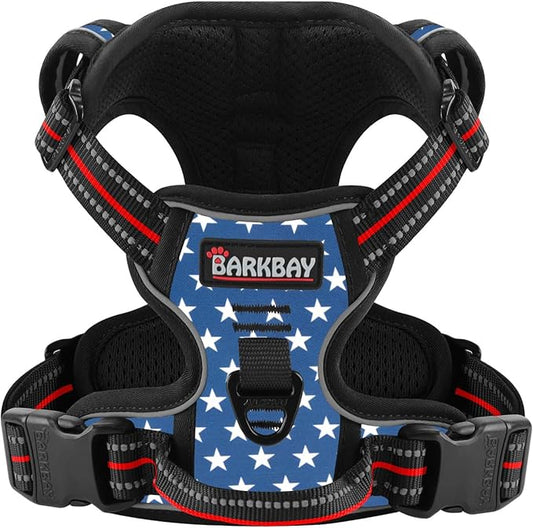 BARKBAY Dog Harness No Pull for Large Dogs - Adjustable, Reflective, Comfortable, No Choke, Heavy-Duty - Perfect for Outdoor Training, Walking, and Hiking - Strong & Durable - XL & Star