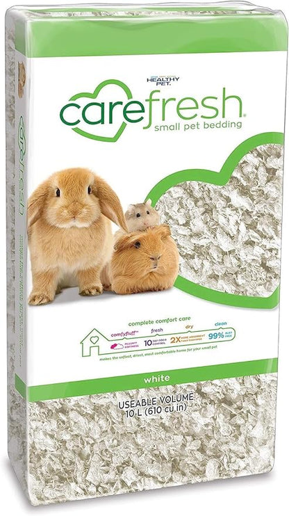 carefresh 99% Dust-Free White Natural Paper Small Pet Bedding with Odor Control, 10L, White