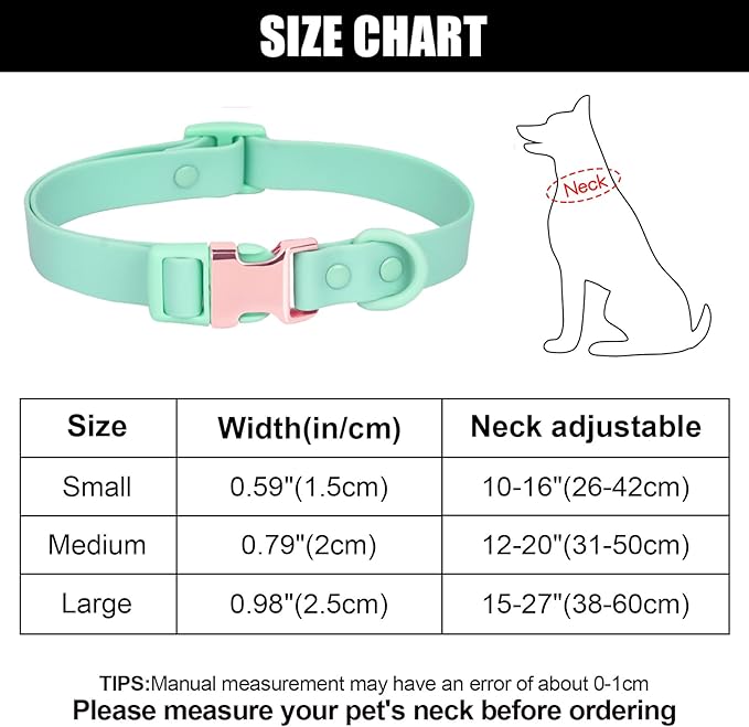 Waterproof Dog Collar with Safety Metal Buckle