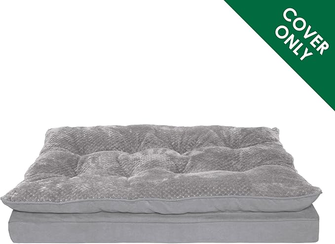 Furhaven Replacement Dog Bed Cover Minky Plush & Suede Pillow Top Mattress