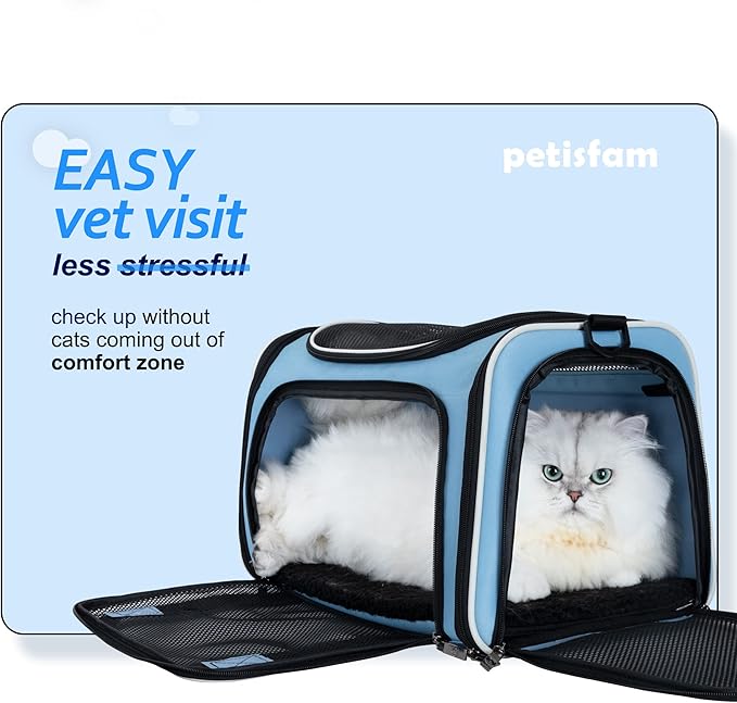 petisfam Soft Pet Travel Carrier Bag for Medium Cats and Puppy. Easy Vet Visit, Airline Approved, Top Loading, Easy Storage