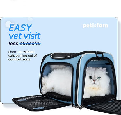 petisfam Soft Pet Travel Carrier Bag for Medium Cats and Puppy. Easy Vet Visit, Airline Approved, Top Loading, Easy Storage