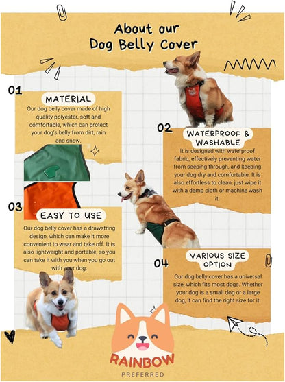 Waterproof Dog Belly Cover, Dog Apron, Washable, Easy to Use & Clean. Pet Costume for Short Leg Dogs Small Puppy & Corgi