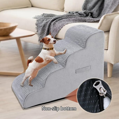 High Density Foam Dog Stairs Steps 20.8’’ Non-Slip 4-Tiers (Grey)