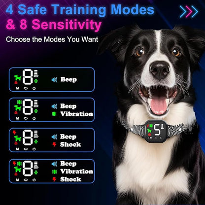 Dog Bark Collar with 3 Modes Sound/Vibration/Shock IP67 Waterproof 8 Adjustable