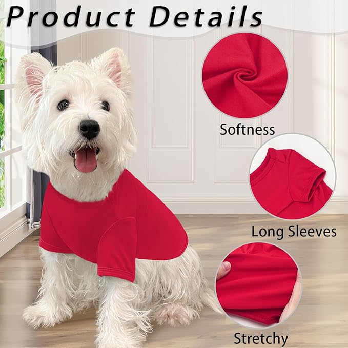 XPUDAC 4 Pack Dog Shirts Soft Boy Dog Clothes for Small Medium Dogs Lightweight Stretchy Classic Tshirt Puppy Outfit