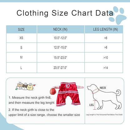 DELIFUR Dog Basketball Player Costume - Pet Halloween Costume Adjustable Funny Dress Up Sports Outfit Cosplay Clothes for Small Medium Dog Red (Medium)