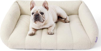 Lesure Orthopedic Dog Bed Sofa for Medium Dogs Foam(28" x 23" x 10", Cream)