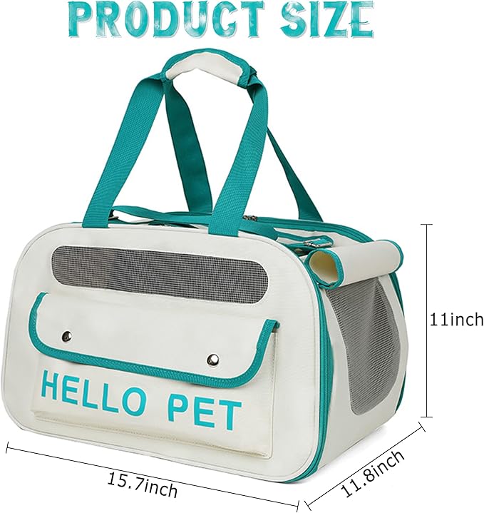 Dog Carrier, Cat Carrier, Foldable Portable Small to Medium Cats Puppy Travel Handbag with Adjustable Safety Tether, Airline Approved Breathable Mesh for Subway/Shopping/Hiking/Traveling