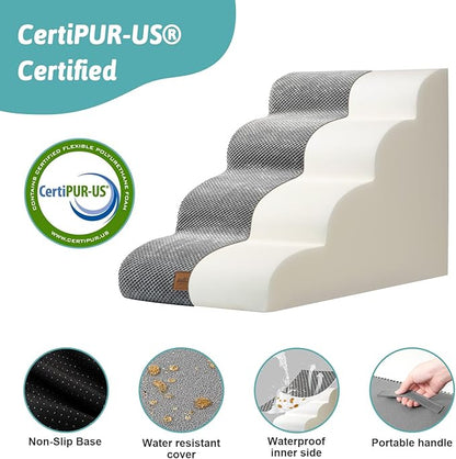 Dog Stairs for Medium Bed 20" H 15.7x28.3x19.7in, Grey, 4 Tiers