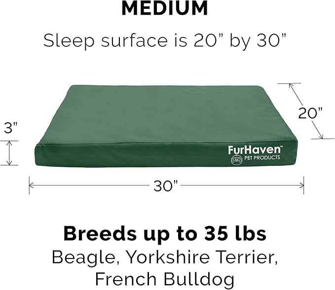 Furhaven Replacement Dog Bed Cover Water-Resistant Indoor/Outdoor Logo Print Oxford Polycanvas Mattress, Washable - Forest, Medium