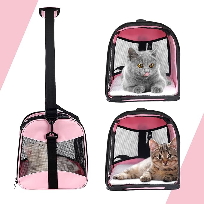 top tasta cat Carrier Large Dog Cat Carriers Puppies up to 30Lbs, Big Dog Carrier Soft Sided, Collapsible Travel Puppy Carrier (X-Large, Pink)