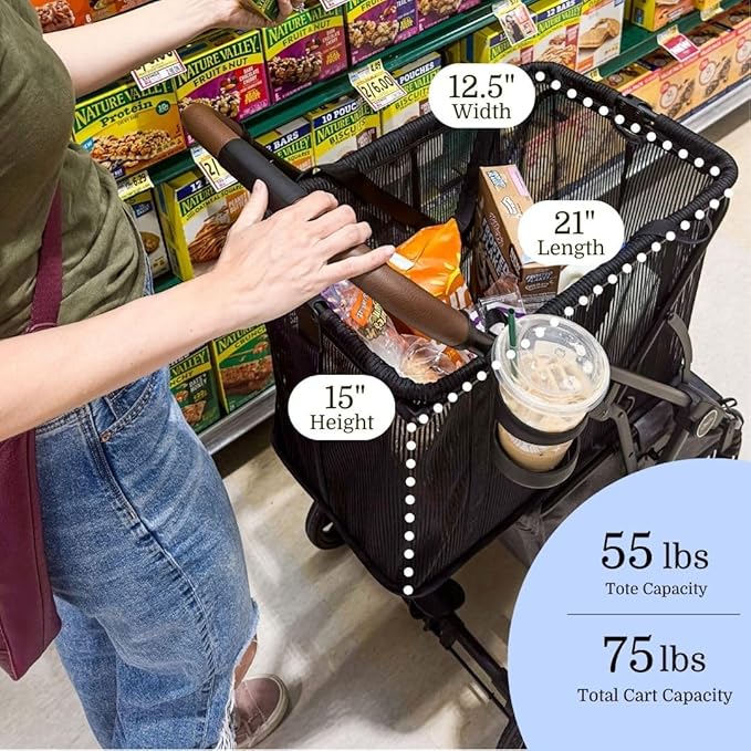 Luxury Pet Stroller & Personal Folding Shopping Cart on Premium Wheels – Lightweight Aluminum Frame – Removable Bassinet