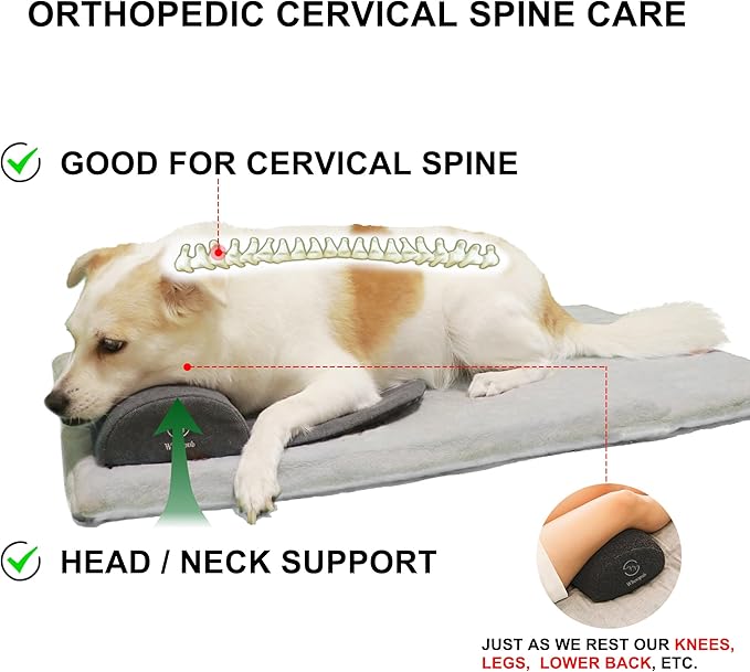 Dog Bolster Pillow/Headrest for Large Dogs Gray,Large)1