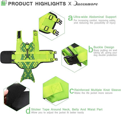 Queenmore Mermaid Dog Life Jacket Large