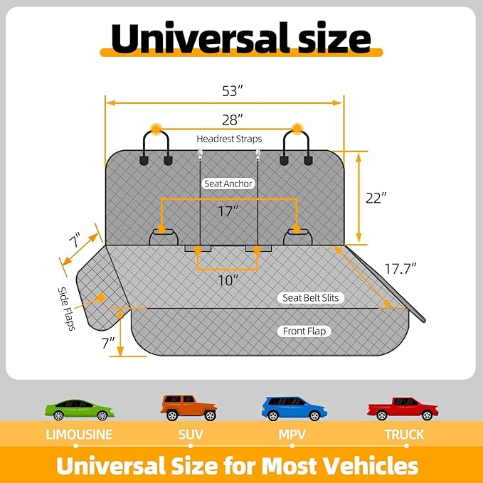 Car Seat Cover for Dogs Back Seat