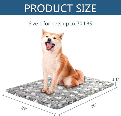 KROSER Fancy Dog Crate Pad Dog Bed Mat Reversible (Cool & Warm)