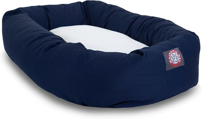 52 inch Blue & Sherpa Bagel Dog Bed By Majestic Pet Products