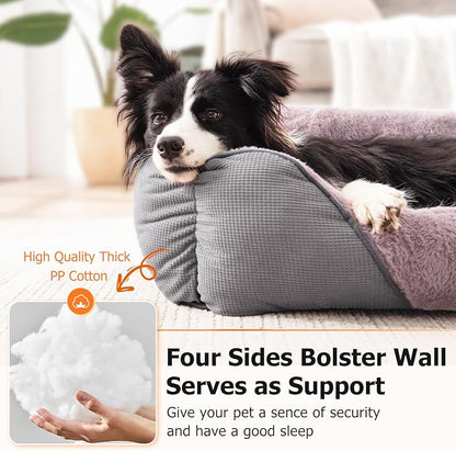 MIXJOY Dog Beds for Large Dogs (35x25in, Grey)