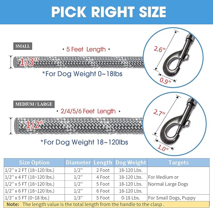 BAAPET 2/4/5/6 FT Dog Leash with Comfortable Padded Handle and Highly Reflective Threads for Small Medium and Large Dogs (2FT-1/2''