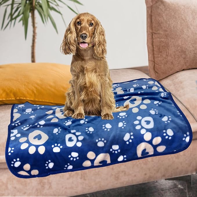 1 Pack 3 Dog Blankets for Medium Dogs, Soft Fleece Dog Blanket Fluffy Pet Blanket Warm Sleep Mat Cute Paw Print Puppy Cat Blanket, Flannel Throw for Washable Dog Bed, Blanket for Dogs, 41"X31"