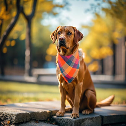 10PCS Large Dog Bandanas Plaid Large Breed XL for Extra Large Dog Big Bandanas Pack Kerchief Washable Triangle Bibs Head Scarves Scarfs Random Patterns for Boys and Girls Grooming Accessories