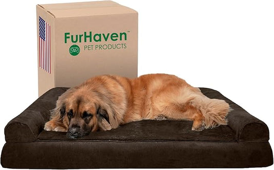 Furhaven Orthopedic Dog Bed for Large Dogs w/ Removable Bolsters & Washable Cover 125 lbs